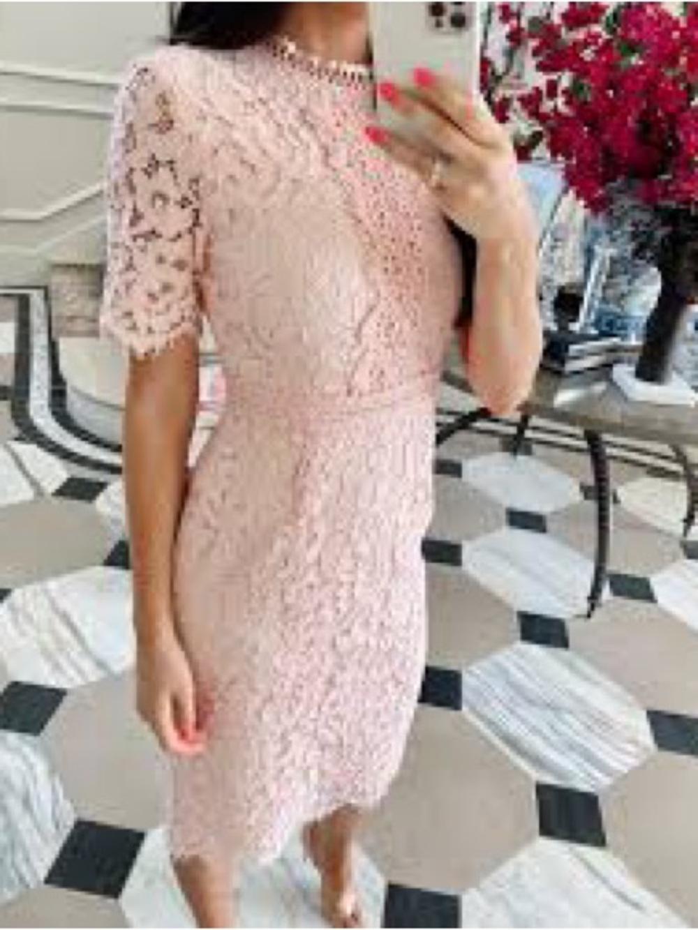 Rachel Parcell Lace Pink Sheath Dress Medium NWT